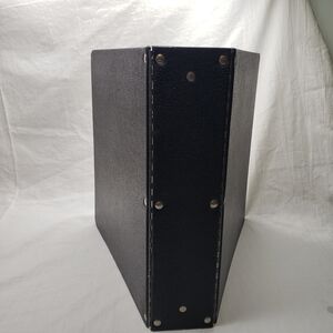 Vintage Midcentury Black Three Ring Binder Metal Spine Hinges Industrial